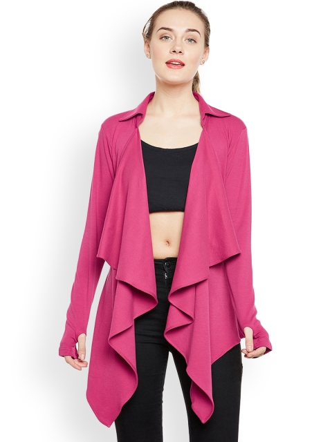 Hypernation Magenta Solid Open Front Shrug