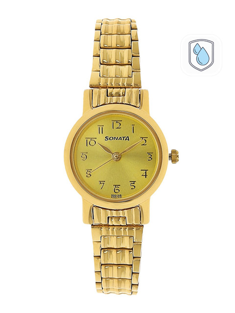 Sonata Quartz Analog With Champagne Dial Watch For Women - Ns8976ym06w