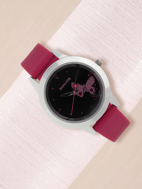 Sonata Quartz Analog With Black Dial Watch For Women - Ns87019sp01w