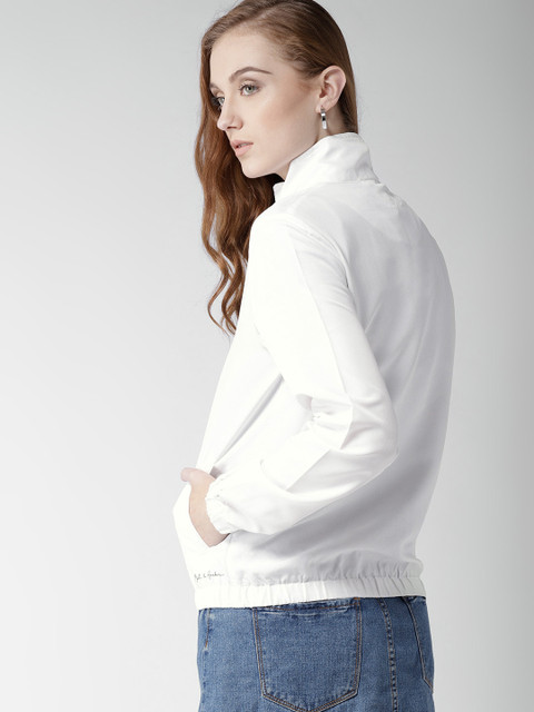 Mast & Harbour Women White Solid Lightweight Bomber Jacket - Image 4