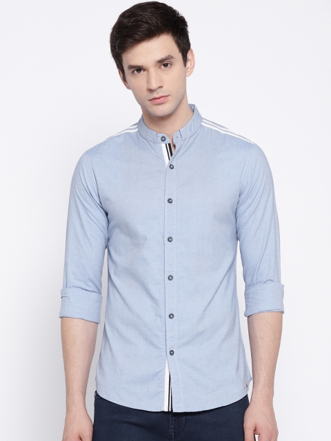 SPYKAR Men Blue Slim Fit Solid Casual Shirt