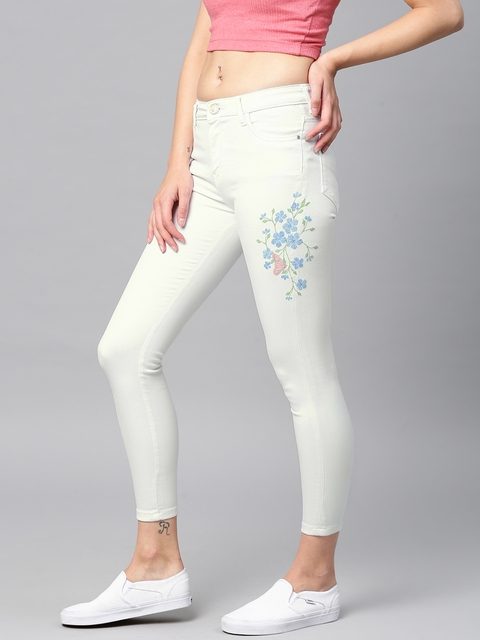 Tokyo Talkies Women White Skinny Fit Mid-Rise Clean Look Stretchable Jeans