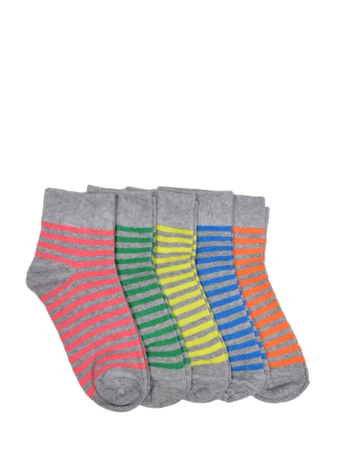 Marc Kids Unisex Pack of 5 Striped Ankle-Length Socks