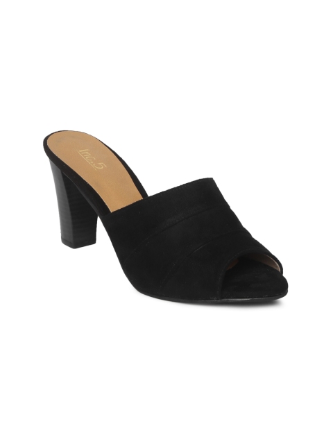 Inc 5 Women Black Solid Peep Toe Heels