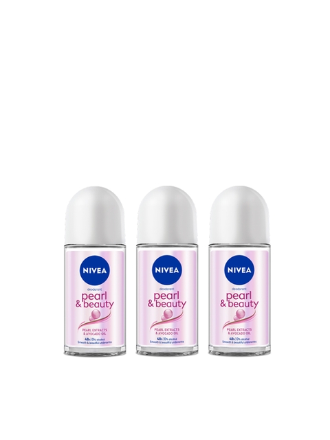 Nivea Women Pack of 3 Deodorant Roll On - Pearl & Beauty 50ml Each