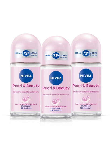 Nivea Pearl And Beauty Deodorant 48Hours, 150Ml And Nivea Naturally Good, Natural Avocado Body Lotion, 200 Ml 3 Nivea Women Pack of 3 Deodorant Roll On - Pearl & Beauty 50ml Each