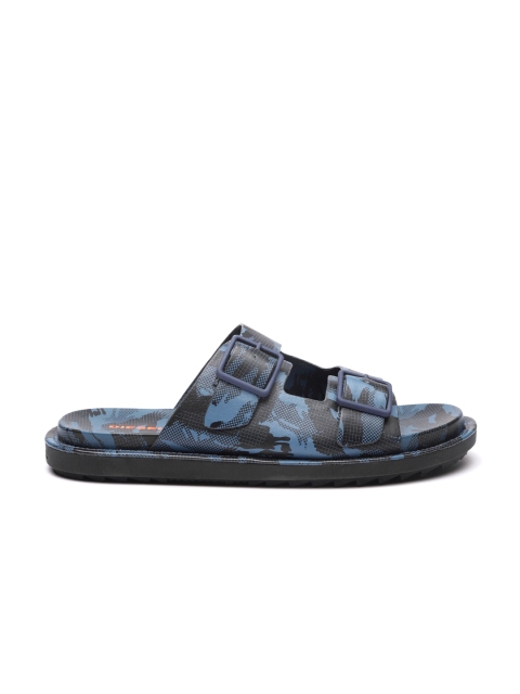 DIESEL Men Blue & Black Printed Comfort Sandals
