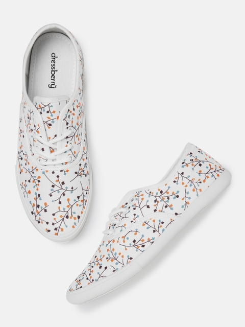 DressBerry Women Off-White Printed Sneakers