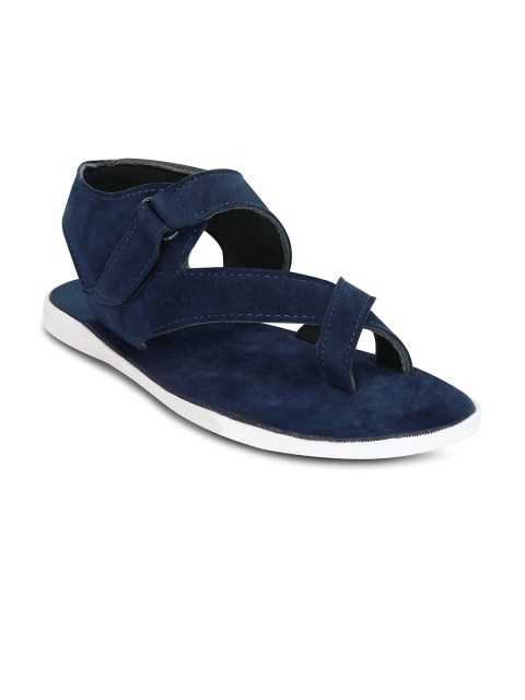 Kielz Men Navy Blue Suede Comfort Sandals