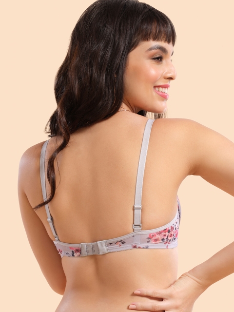Enamor Women Grey Padded Non-Wired Perfect Plunge T-Shirt Bra With Detachable Straps - Image 3