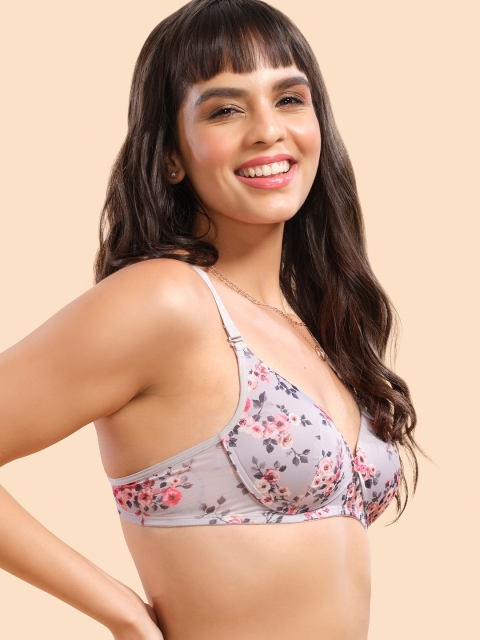 Enamor Women Grey Padded Non-Wired Perfect Plunge T-Shirt Bra With Detachable Straps - Image 2