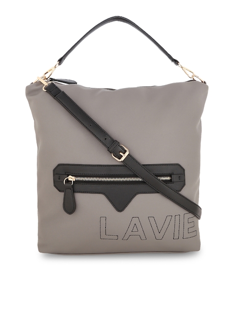 Lavie Grey & Black Solid Sling Bag