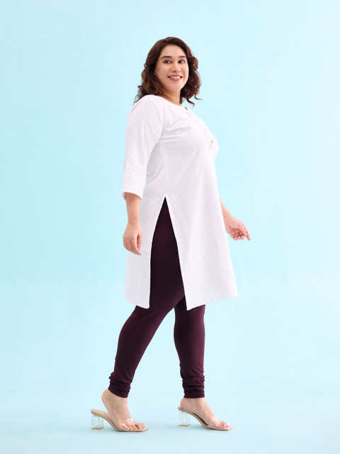 Go Colors Women Brown Solid Churidar Length Leggings - Image 2