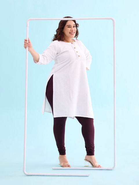 Go Colors Women Brown Solid Churidar Length Leggings - Image 4