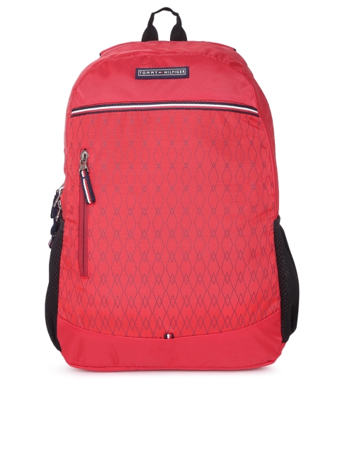 Tommy Hilfiger Unisex Red Geometric Backpack