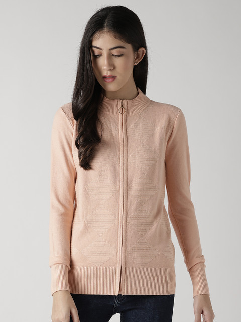 Fort Collins Women Peach-Coloured Self Design Cardigan