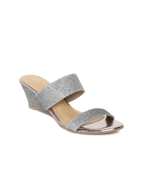 Inc 5 Women Silver-Toned Open-Toe Sandals