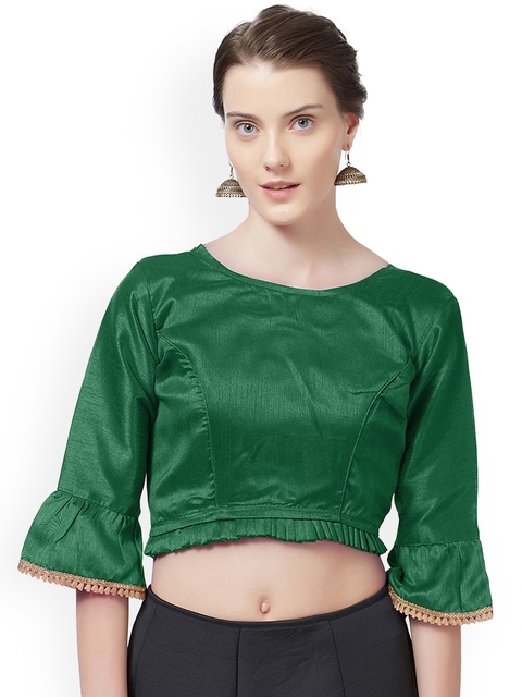 Mirchi Fashion Green Woven Design Art Silk Saree Blouse