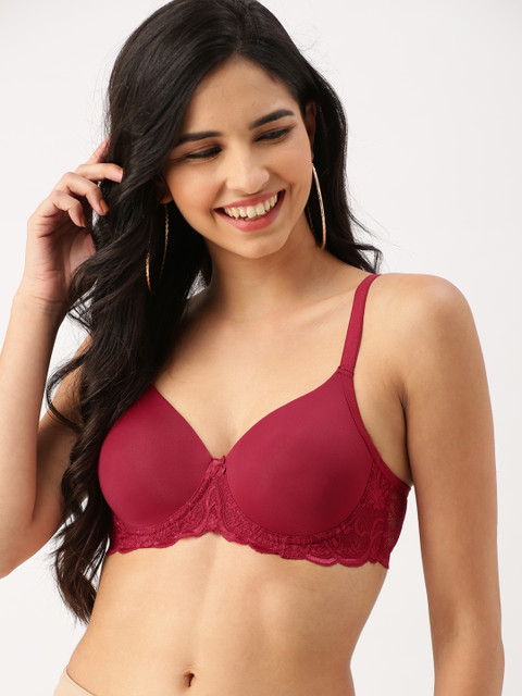 DressBerry Maroon Lace Underwired Lightly Padded Push-Up Bra DB-DR-BRA-022B