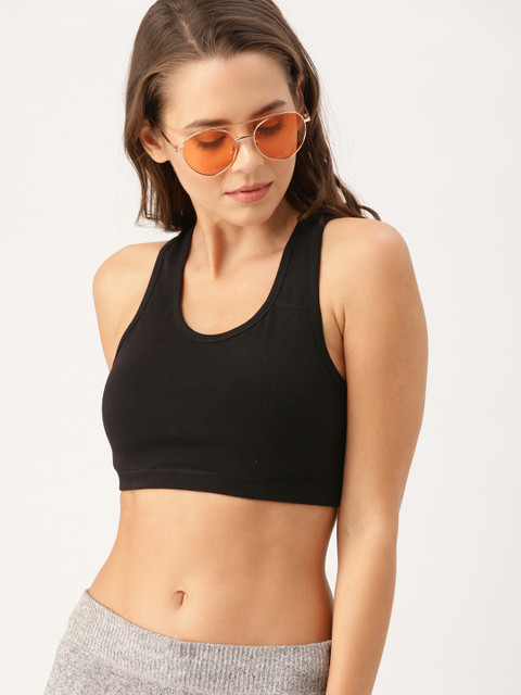 DressBerry Black Solid Non-Wired Non Padded Sports Bra DB-TS-BRA-002A