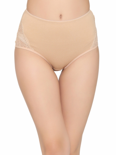 Clovia Women Beige Solid Hipster Briefs PN1057P24