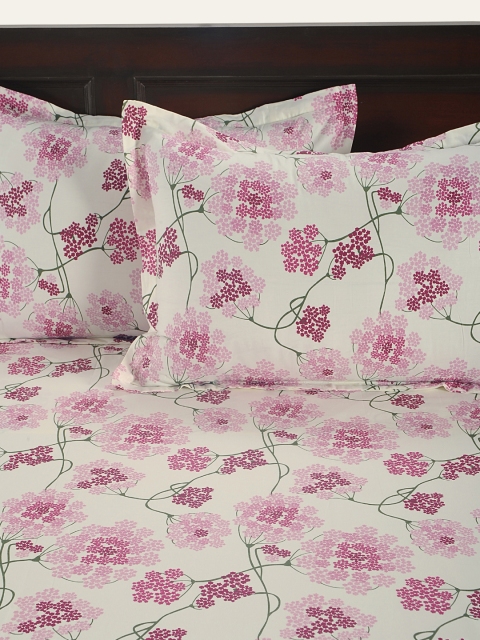 SWAYAM Sparkle Pink Floral 144 TC Double Bedsheet Set - Image 3