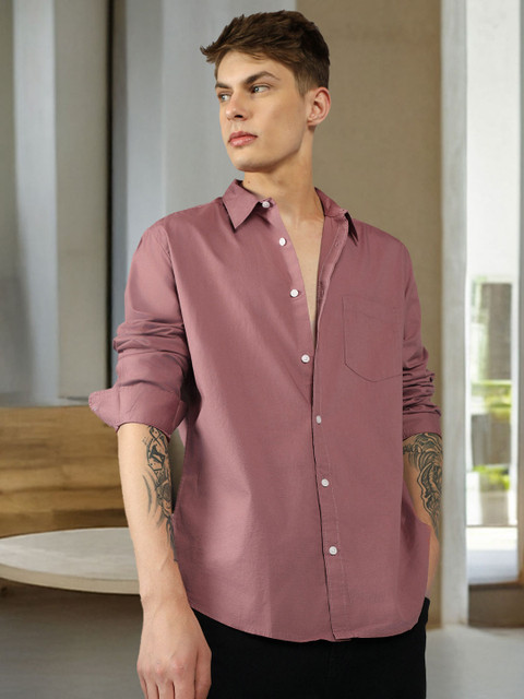 Dennis Lingo Men Pink Slim Fit Casual Shirt