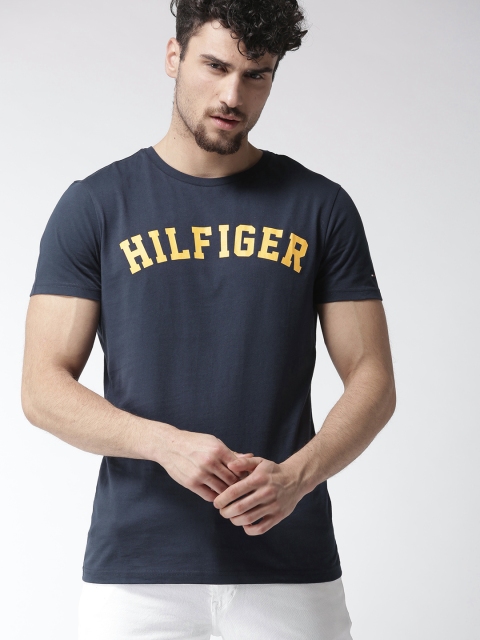 Tommy Hilfiger Men Navy Blue Solid Round Neck T-shirt
