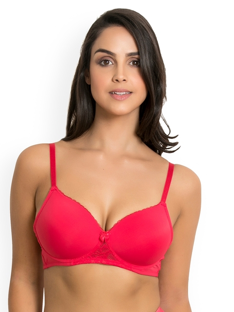 Zivame Pink Solid Non-Wired Lightly Padded T-shirt Bra