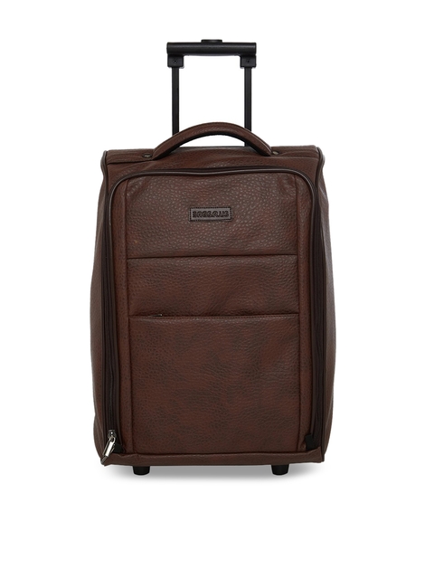 Bags.R.us Brown Faux Leather Overnight Travel Cabin Trolley Bag