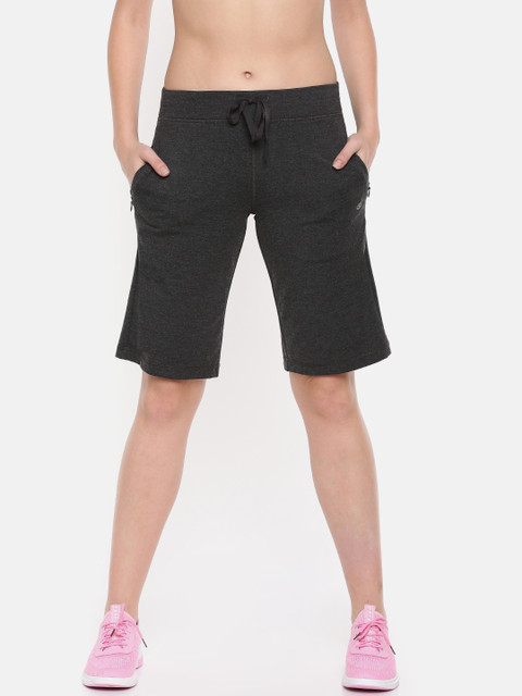 Enamor Women Mid-Rise Stretch Cotton City Shorts with Zipper Pockets