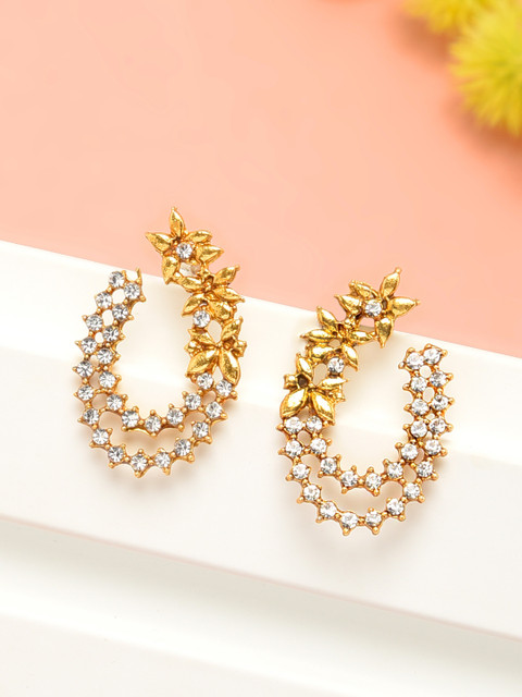 Zaveri Pearls Gold-Toned Circular Studs