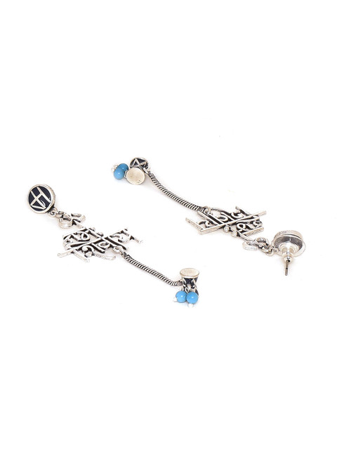 Voylla Silver-Plated Quirky Drop Earrings - Image 3