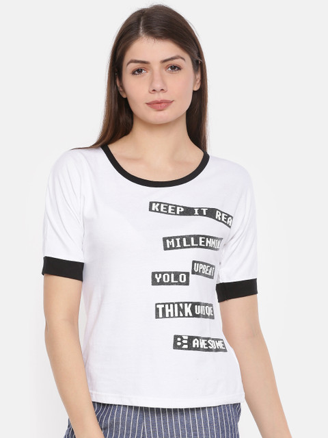 Jealous 21 Women White Printed T-shirt