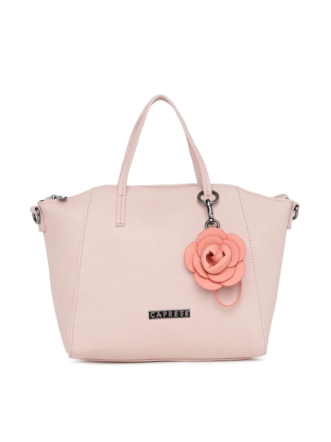 Caprese Peach-Coloured Solid Handheld Bag