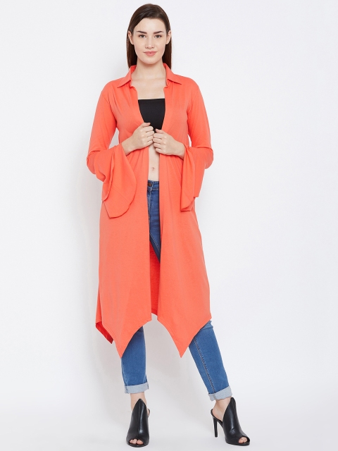 Hypernation Orange Solid Open Longline Front Shrug