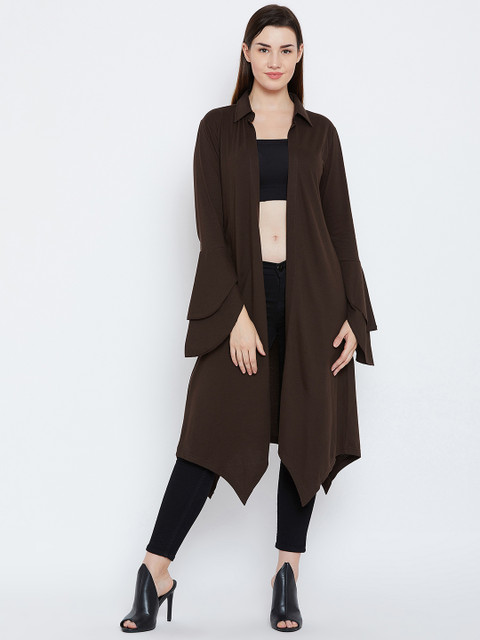 Hypernation Brown Solid Open Front Shrug