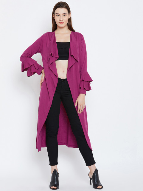 Hypernation Magenta Solid Open Front Longline Shrug