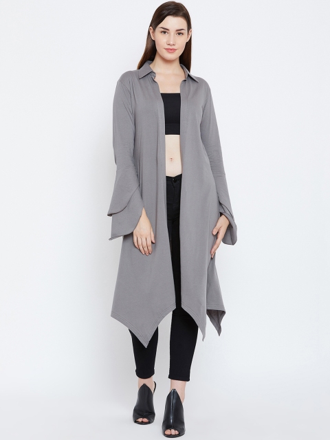 Hypernation Grey Solid Open Front Shrug