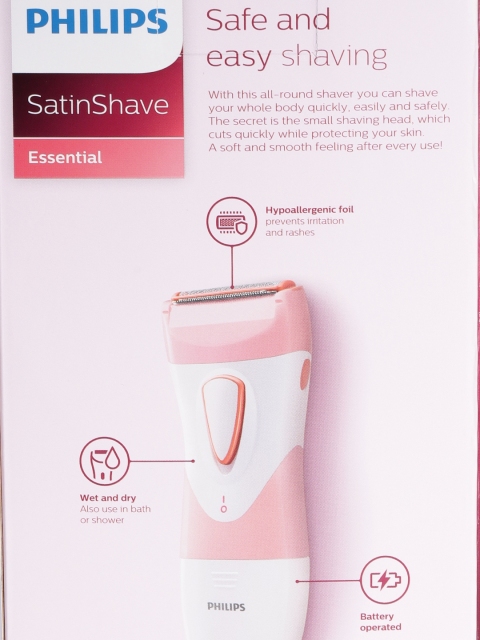Philips Women HP6306/00 SatinShave Essential Wet & Dry Cordless Electric Shaver - Pink - Image 6
