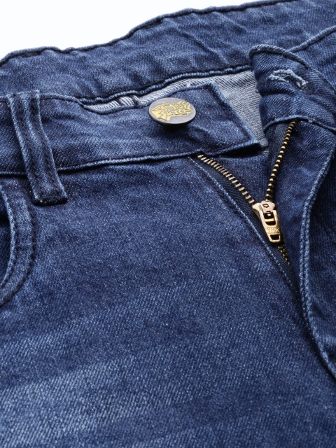 Campus Sutra Men Blue Washed Low Distress Slim Fit Denim Shorts - Image 5