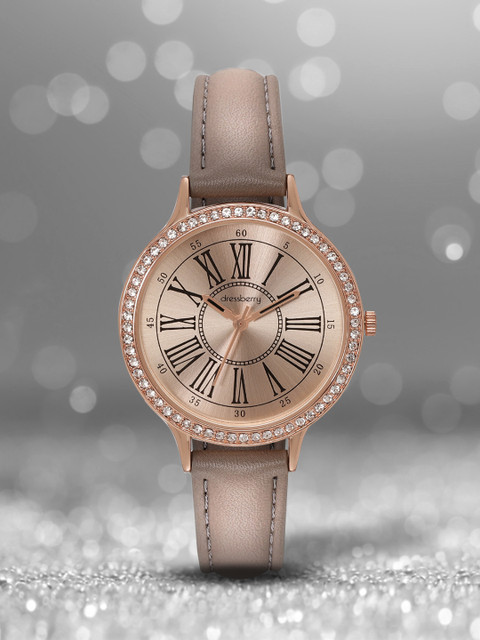 DressBerry Women Rose Gold-Toned Analogue Watch MFB-PN-SNT-G01