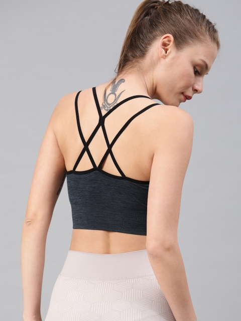 HRX by Hrithik Roshan Seamless Charcoal Lightly Padded Rapid-Dry Yoga Sports Bra 3650 - Image 5