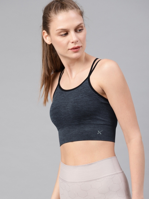 HRX by Hrithik Roshan Seamless Charcoal Lightly Padded Rapid-Dry Yoga Sports Bra 3650 - Image 4