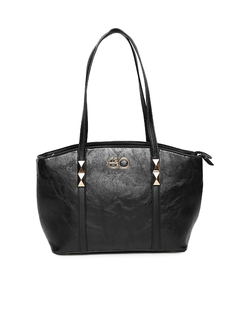E2O Black Textured Handheld Bag