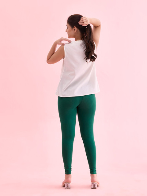 Go Colors Women Green Solid Ankle-Length Leggings - Image 3