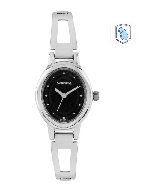 Sonata Women Black Dial Watch 8085SM01