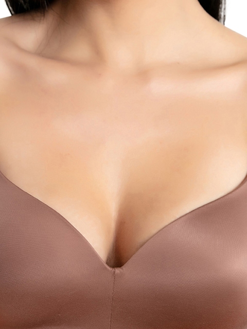 Zivame Brown Solid Non-Wired Lightly Padded T-shirt Bra ZI1494FASHABRWN - Image 2