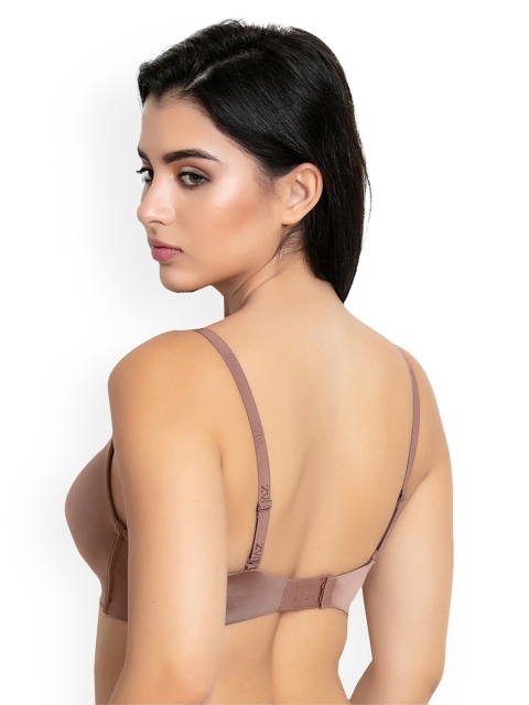Zivame Brown Solid Non-Wired Lightly Padded T-shirt Bra ZI1494FASHABRWN - Image 3