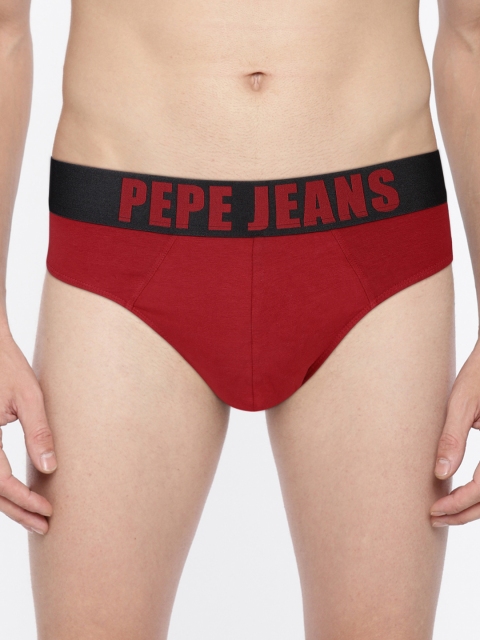 Pepe Jeans Men Maroon Solid Basic Briefs 8904311302407